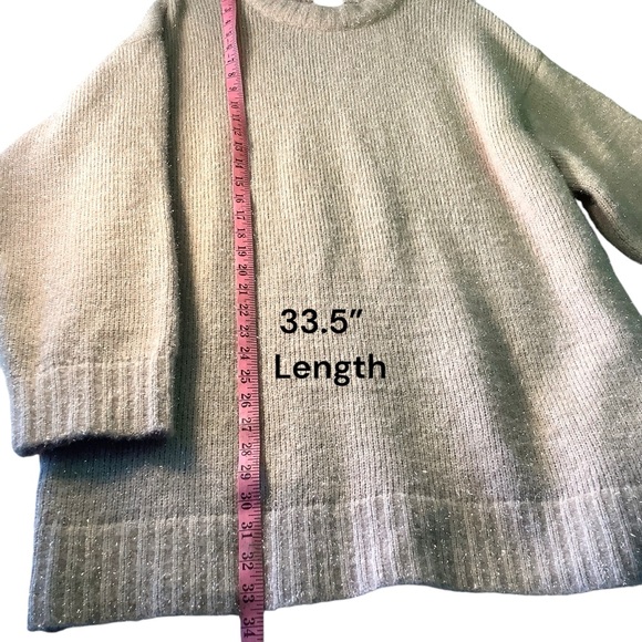 H&M Pale Pink Glittery Fuzzy Long Sleeve Sweater Dress Large L for Women - Picture 14 of 16